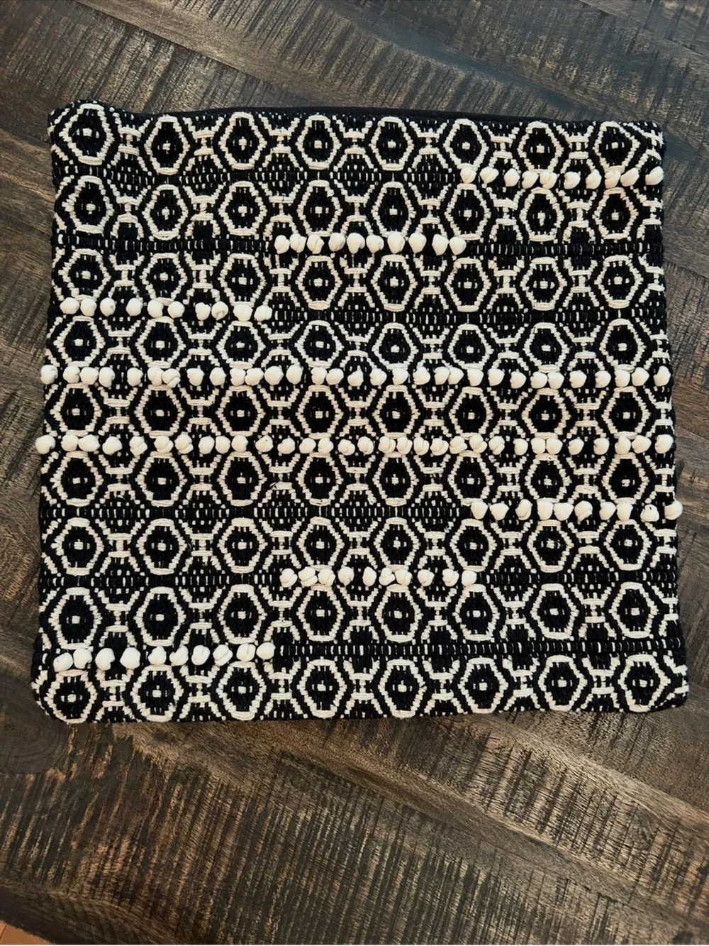 Moroccan Design Throw Pillow Cover Black White Textured
